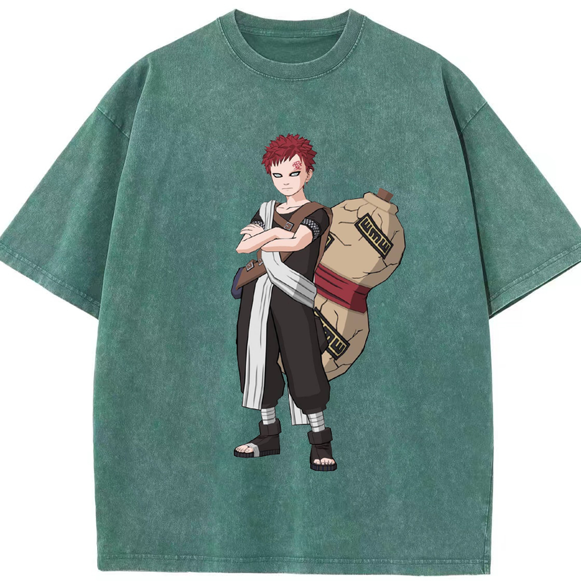 （画像用） NARUTO -ナルト- ガアラ Gaara 綿100% ヴィンテージ風 半袖Tシャツ（フロントプリント）